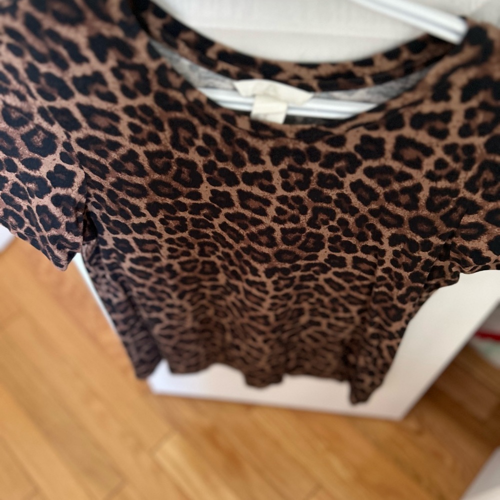 Brown and Black Animal Print Short Sleeve Tee